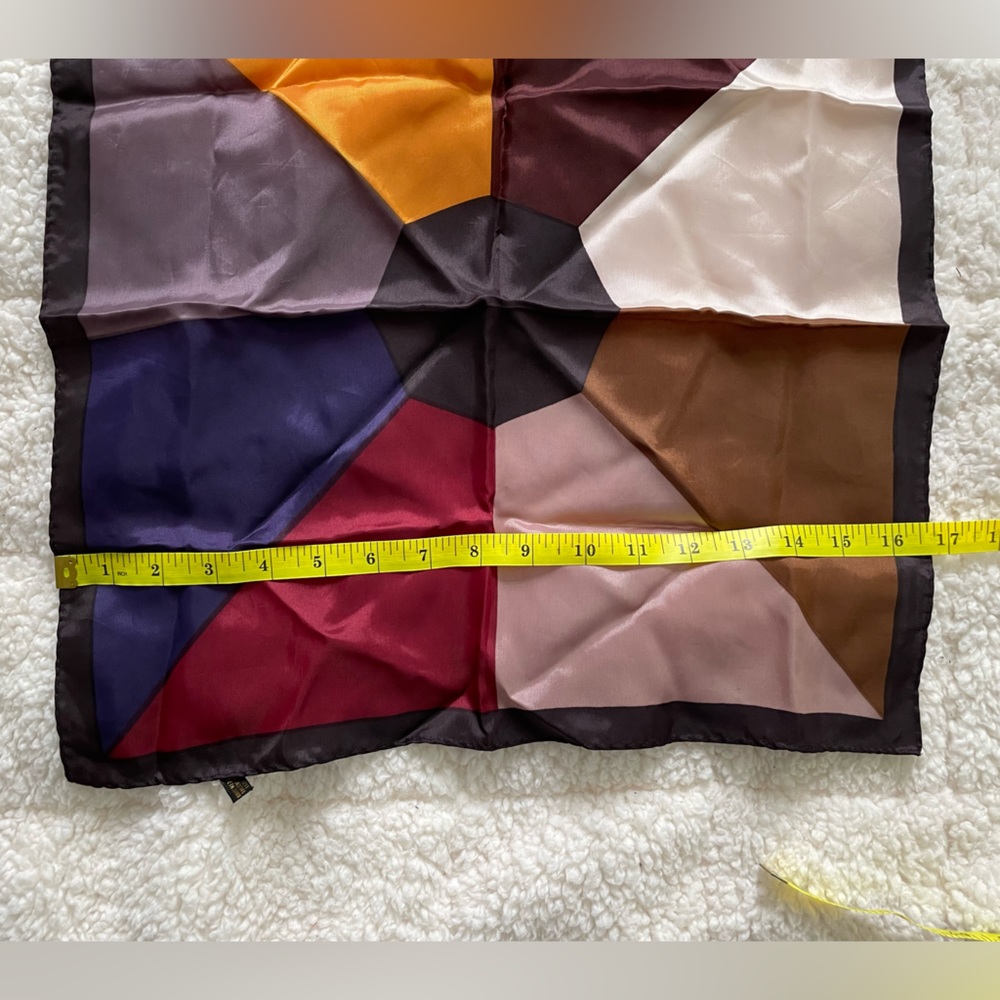 Gorgeous Geometric Jewel Tone Square Scarf made in Japan - Picture 3 of 3